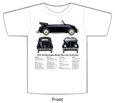 VW Beetle Karmann Cabriolet 1953-55 T-shirt Front